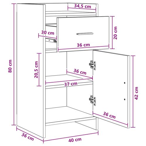 Служебен шкаф Черен дъб 40 x 36 x 80 см Инженерна дървесина