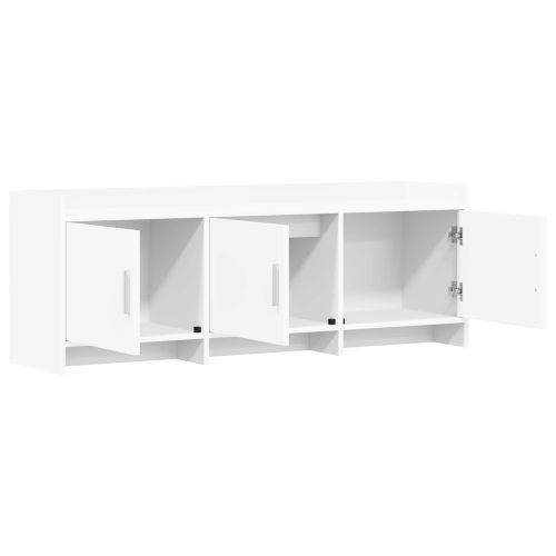 ТВ шкаф 130 x 33 x 47 см Бяло Инженерна дървесина