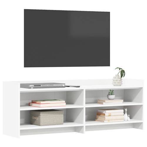 ТВ шкаф 135 x 33 x 47 см Бяло Инженерна дървесина