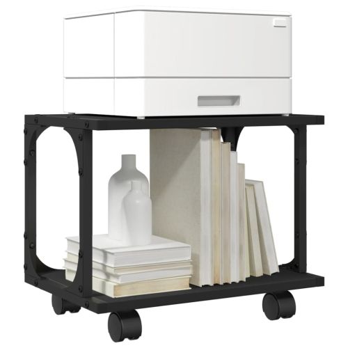 Стойка за принтер 2 нива черна 41x28x33,5 см инженерно дърво
