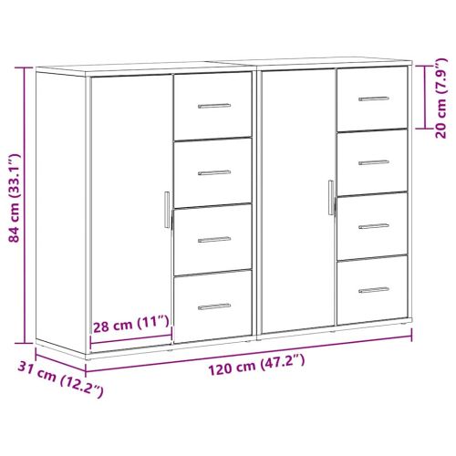 Служебен шкаф 2 pcs Старо дърво 60 x 31 x 84 см Инженерно дърво