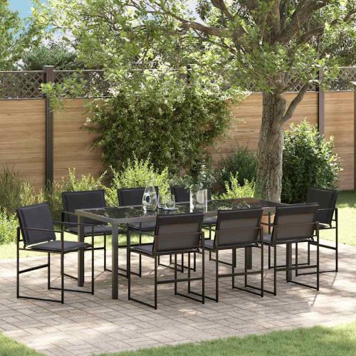 Комплект за хранене в градината 9 pcs Черно 200 x 80 x 73 см