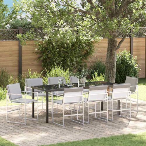 Комплект за хранене в градината 9 pcs Бяло 200 x 80 x 73 см