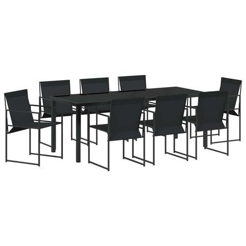 Комплект за хранене в градината 9 pcs Черно Текстилен и стомана
