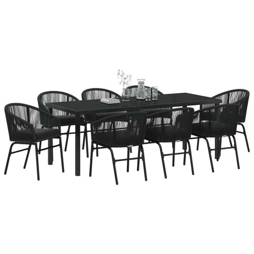 Комплект за хранене в градината 9 pcs Черно