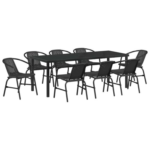 Комплект за хранене в градината 9 pcs Черно