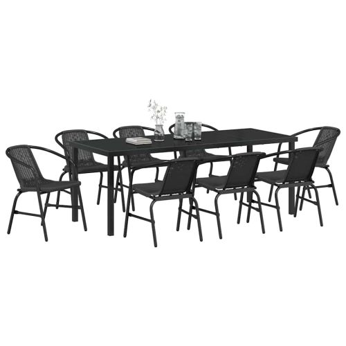 Комплект за хранене в градината 9 pcs Черно