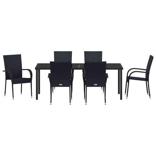 Комплект за хранене в градината 7 pcs Черно
