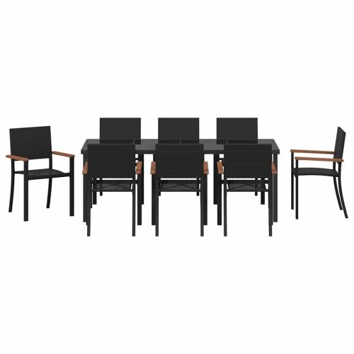 Комплект за хранене в градината 9 pcs Черно