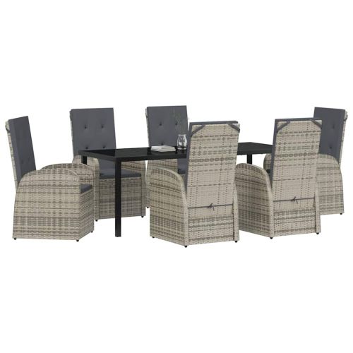 Комплект за хранене в градината 7 pcs Сив полиратан