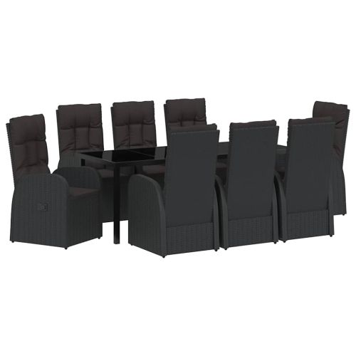 Комплект за хранене в градината 9 pcs Черно полиратан
