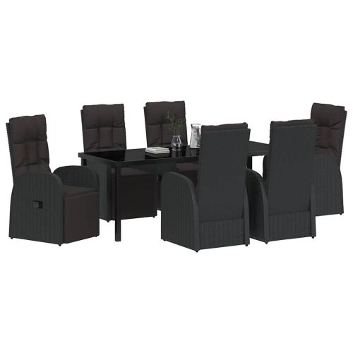 Комплект за хранене в градината 7 pcs Черно полиратан