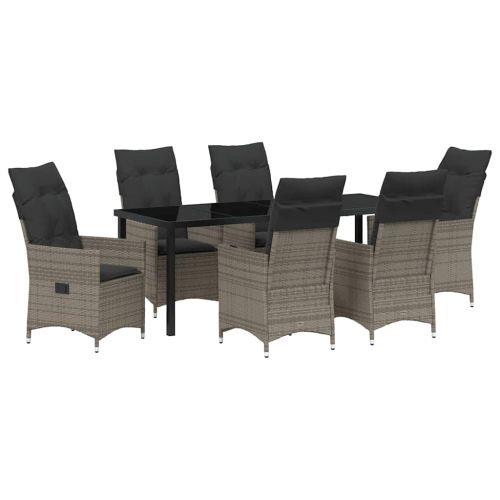 Комплект за хранене в градината 7 pcs Сив полиратан