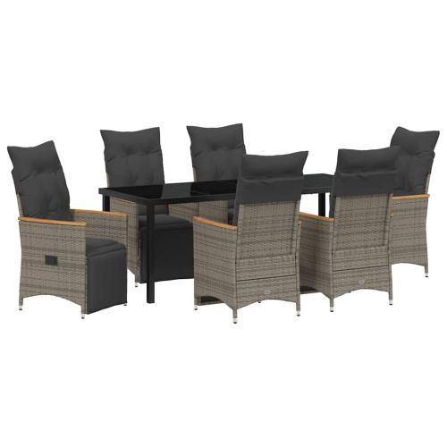 Комплект за хранене в градината 7 pcs Сив полиратан
