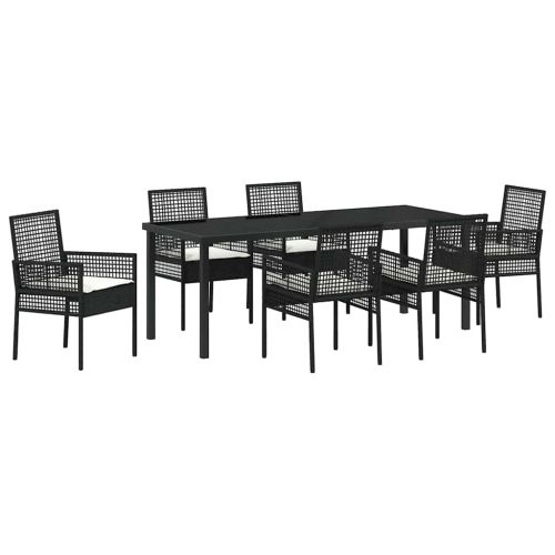 Комплект за хранене в градината 7 pcs Черно полиратан