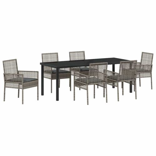 Комплект за хранене в градината 7 pcs Сив полиратан