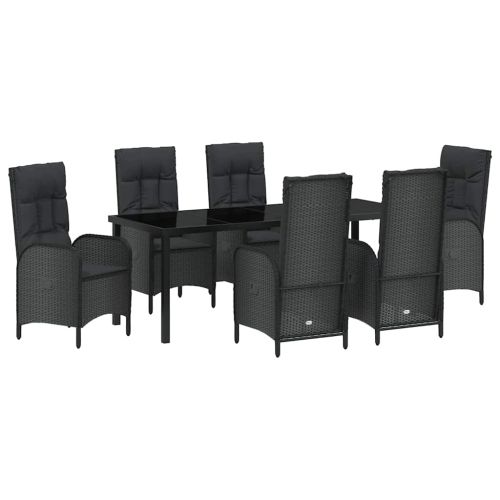 Комплект за хранене в градината 7 pcs Черно полиратан