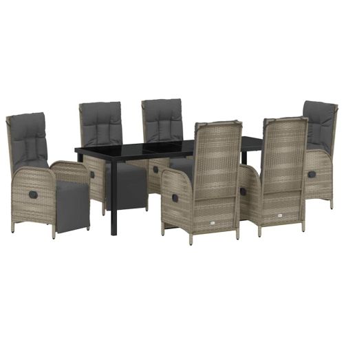 Комплект за хранене в градината 7 pcs Сив полиратан