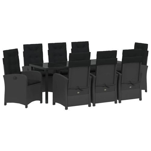 Комплект за хранене в градината 9 pcs Черно полиратан
