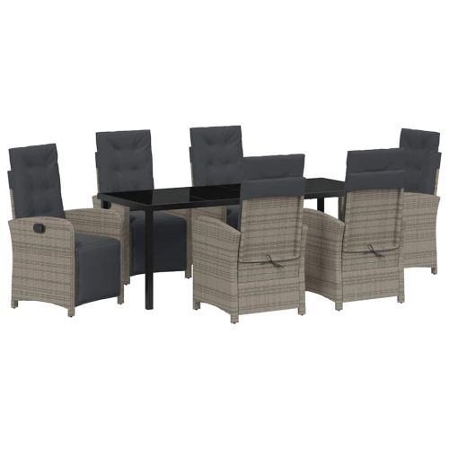 Комплект за хранене в градината 7 pcs Сив полиратан