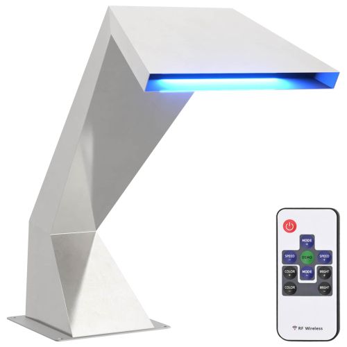 Водопад за басейн с RGB LED Неръждаема стомана Сребристо