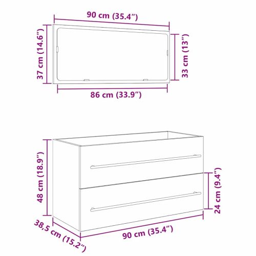 Шкаф за мивка Черния дъб 90 x 45 x 1.5 см Инженерно дърво