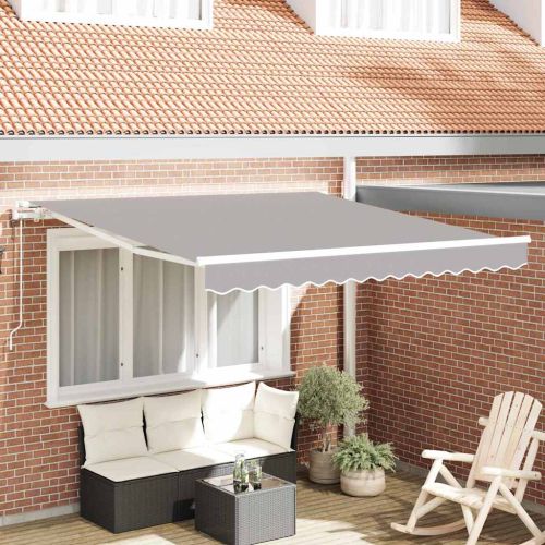 Прибираща се тента Светлосиво 350 x 250 cm Тъкан и алуминий