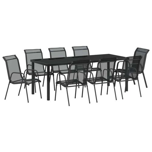 Комплект за хранене в градината 9 pcs Черно