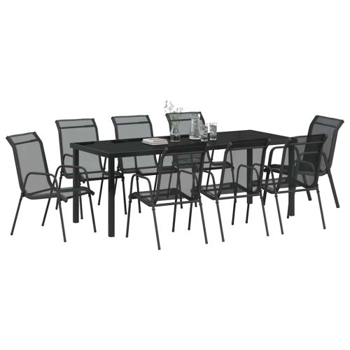 Комплект за хранене в градината 9 pcs Черно