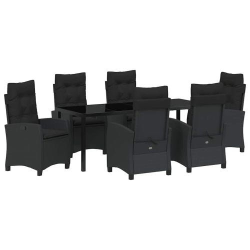 Комплект за хранене в градината 7 pcs Черно полиратан
