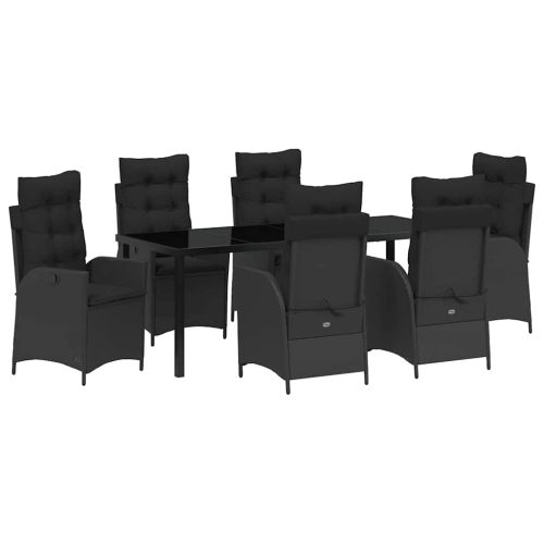 Комплект за хранене в градината 7 pcs Черно полиратан