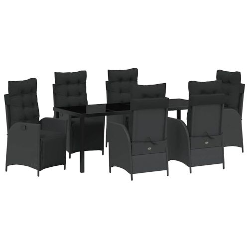 Комплект за хранене в градината 7 pcs Черно полиратан