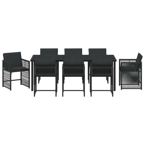 Комплект за хранене в градината 9 pcs Черно полиратан