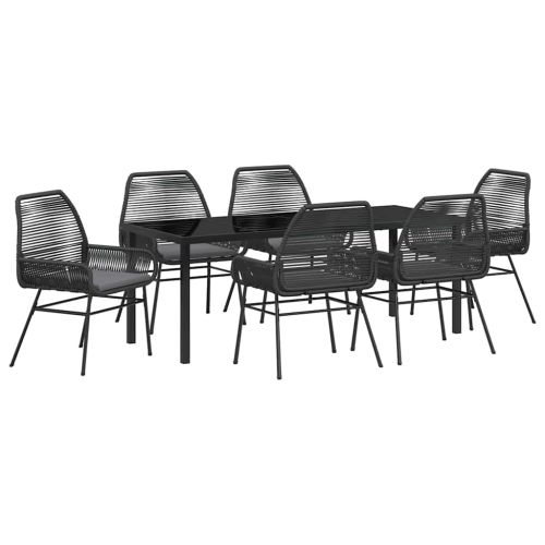 Комплект за хранене в градината 7 pcs Черно полиратан