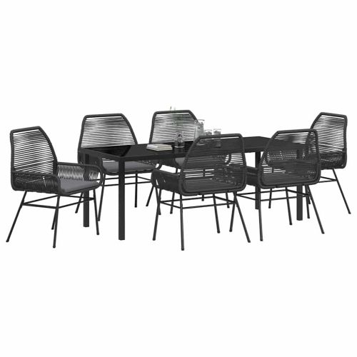 Комплект за хранене в градината 7 pcs Черно полиратан