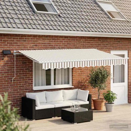 Прибираща се тента Светлосив и бял 600 × 350 cm