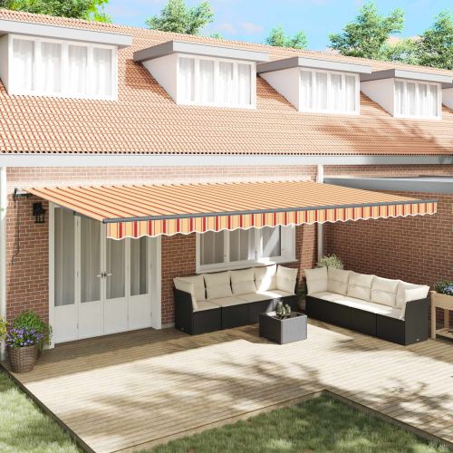 Прибираща се тента Жълт и оранжев 600 × 300 cm Тъкан и алуминий