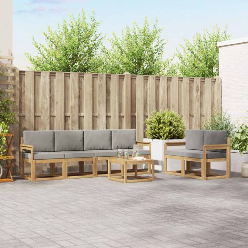 Комплект дивани за открито 7 pcs Бяло и светлосиво