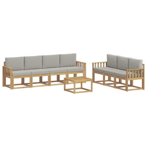Комплект дивани за открито 8 pcs Бяло и светлосиво