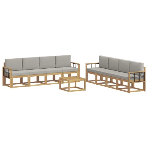 Комплект дивани за открито 9 pcs Бяло и светлосиво