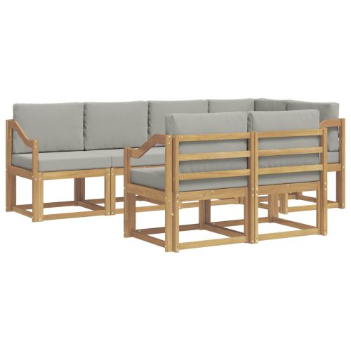 Комплект дивани за открито 7 pcs Бяло и светлосиво