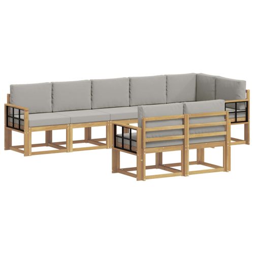 Комплект дивани за открито 8 pcs Бяло и светлосиво