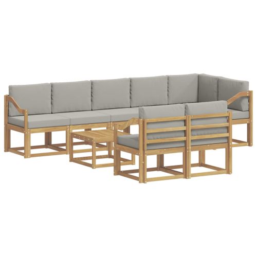 Комплект дивани за открито 9 pcs Бяло и светлосиво