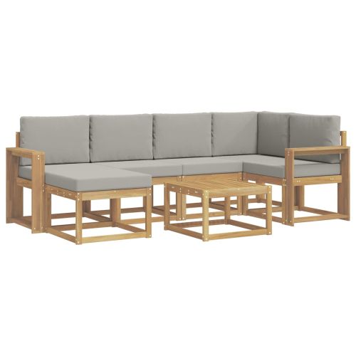 Комплект дивани за открито 7 pcs Бяло и светлосиво