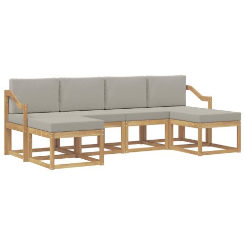 Комплект дивани за открито 6 бр. Бяло и светлосиво