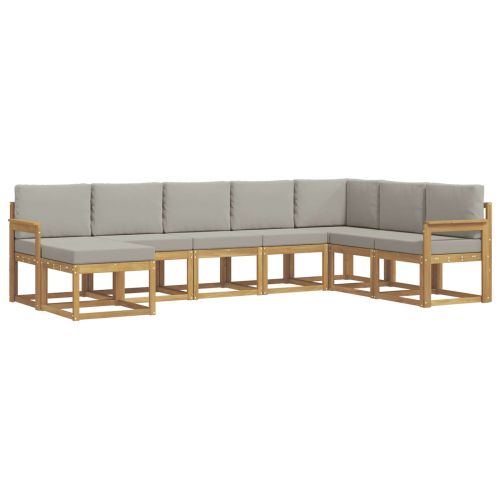 Комплект дивани за открито 8 pcs Бяло и светлосиво