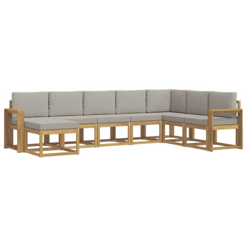 Комплект дивани за открито 8 pcs Бяло и светлосиво