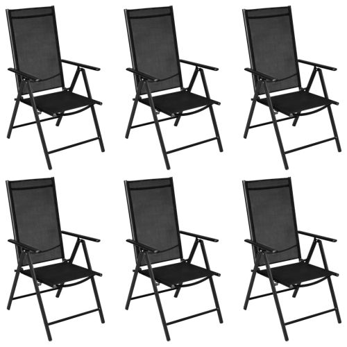 Градински трапезен комплект, 7 части, алуминий, черен
