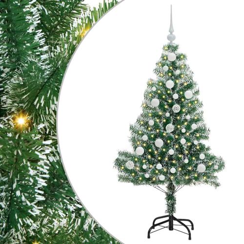 Изкуствена коледна елха със сняг и LED светлина 120 cm
