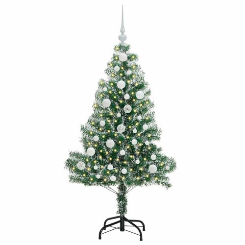 Изкуствена коледна елха със сняг и LED светлина 120 cm
